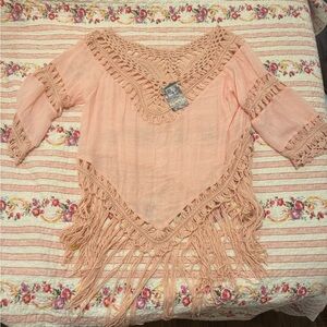 Love J Light Pink Fringe Blouse